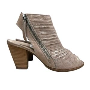 Paul Green Women Cayanne Sandal Suede Leather Peep Toe Side Zip Tan UK 5 US 7.5